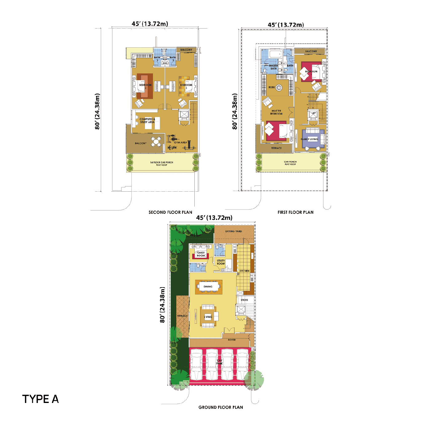 Res-Trees Country Heights semi-detached type A floor plan