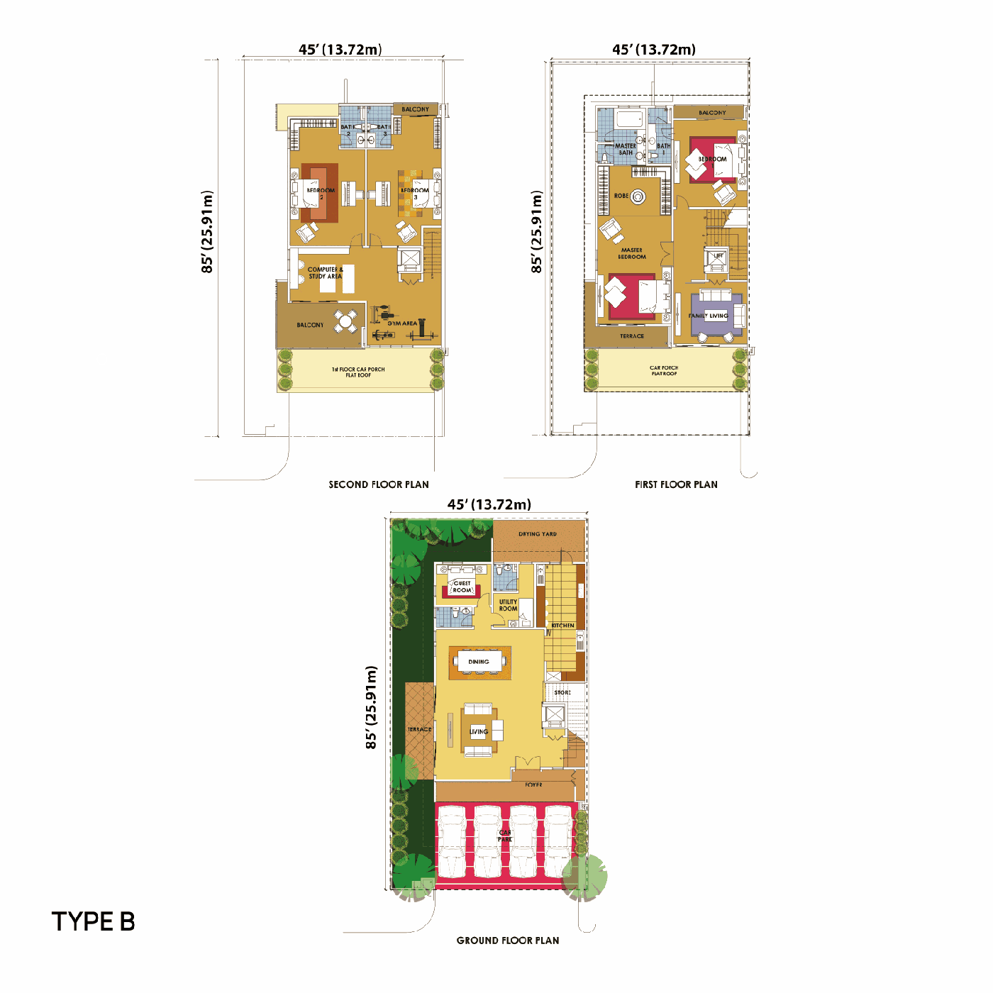 Res-Trees Country Heights semi-detached type B floor plan